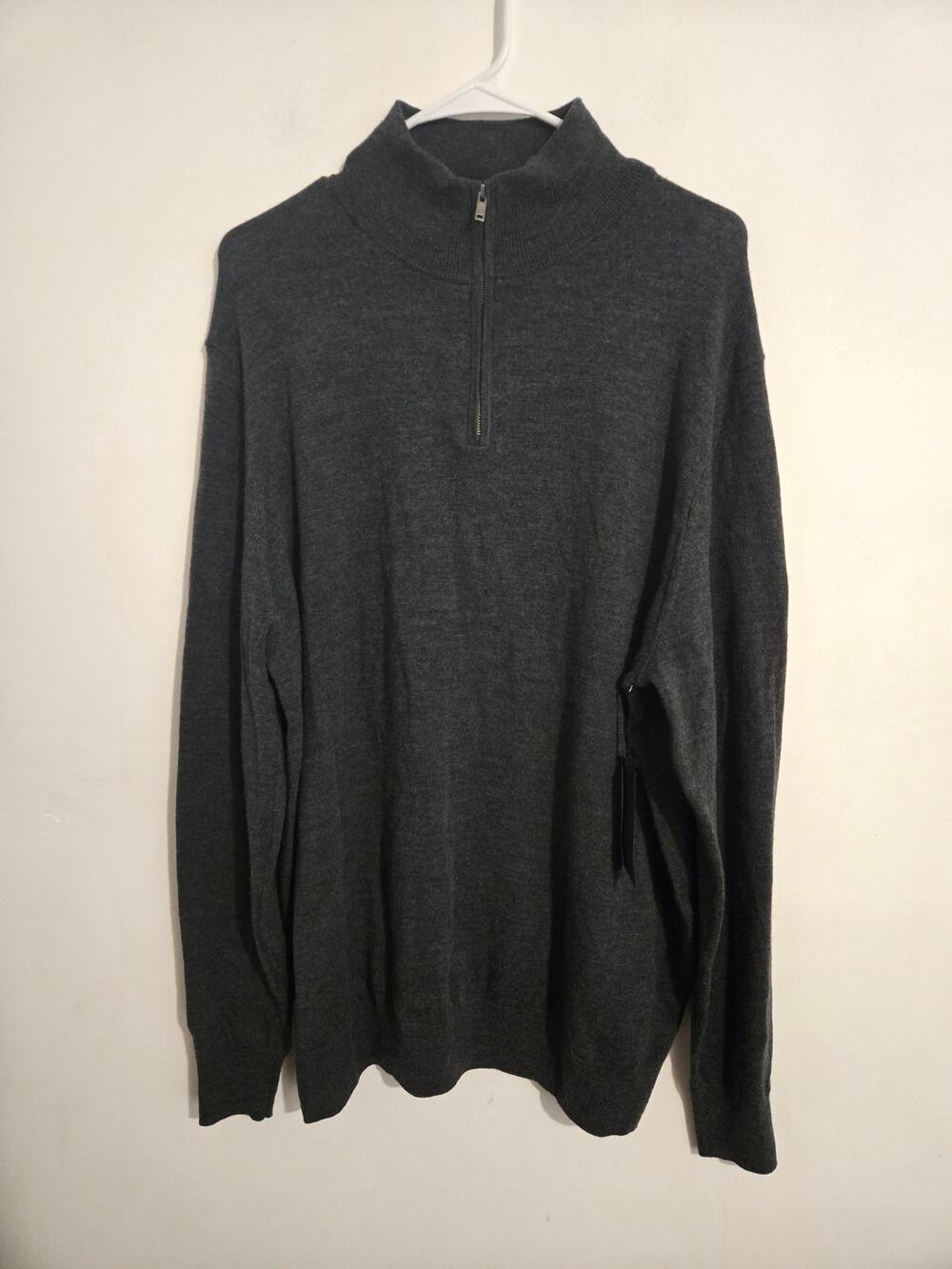 Christian Lacroix XXL gray 100% Extra Fine Merino Wool Quarter zip Sweater NWT
